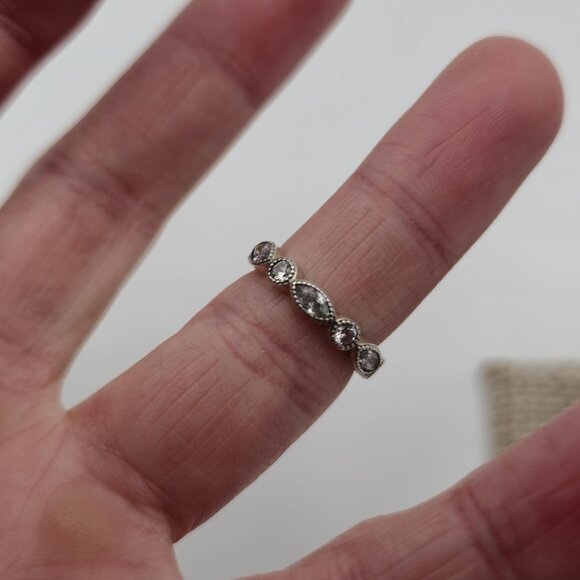 Size 4.5 Sterling Silver Pandora Brand Cubic Zirconia Gems Ring A3783 - Picture 5 of 9